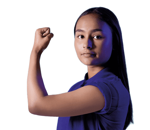 Photograph of girl flexing her arm